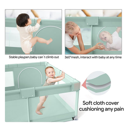 Fodoss Baby Playpen 50×50in, Small Play Pen for Babies and Toddlers, Playpen for Apartment, Play Yard, Activity Fence, Baby Playard with All-Side Mesh, Pull Rings