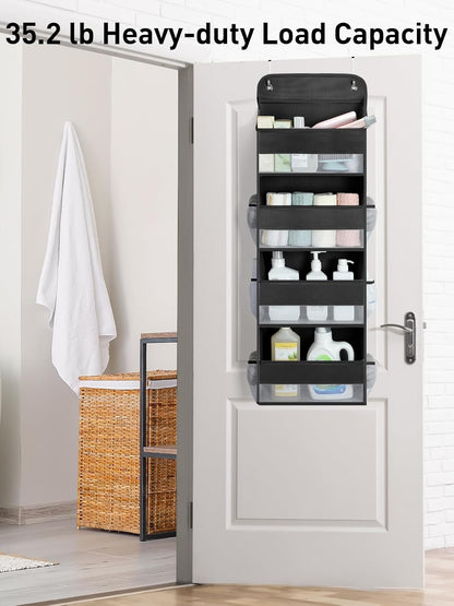 Yecaye 1 Pack Over the Door Organizer, 35.2lbs Load Toy Stuffed Animal Storage, Swing-proof Hanging Bathroom Organizers and Storage for Nursery Newborn Baby Essential Stuff Dorm Room Essentials