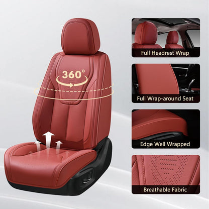FLORICH Car Seat Covers, Brown Leather Seat Covers for Cars, Faux Nappa Leather Automotive Seat Protectors, Car Seat Cushions Universal Fit for Most Sedans SUVs Trucks - Brown