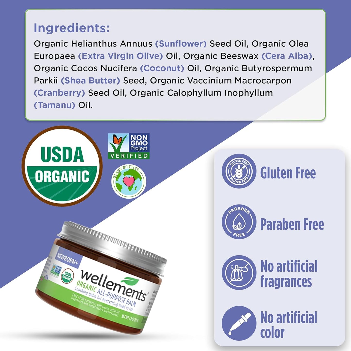 Wellements Organic All Purpose Balm for Babies and Kids (1.8 Fl Oz) | Gentle and Soothing All Over Baby Ointment* for Dry, Chafed and Sensitive Skin | Free from Petroleum, Parabens and Fragrances