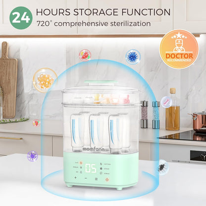 Bottle Sterilizer and Dryer, All-in-One Electric Steam Sterilizer Bottle Sanitizer for Baby Bottles, Pump Parts Accessories Newborn Essential (Blue)