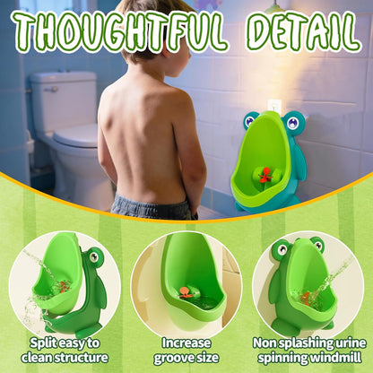 Frog Pee Training,Cute Potty Training Urinal for Boys with Funny Aiming Target,Green Urinals for Toddler Boy