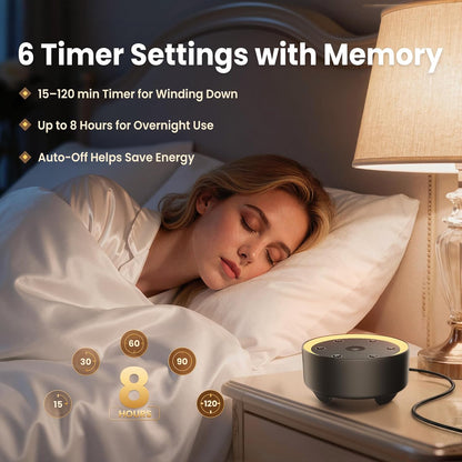Kipcush White Noise Machine - 21 Soothing Non-Looping Sounds, Dimmable Night Light, & Blind-Touch Buttons | USB-Powered Portable Sleep Therapy for Babies, Adults, Office & Travel - White