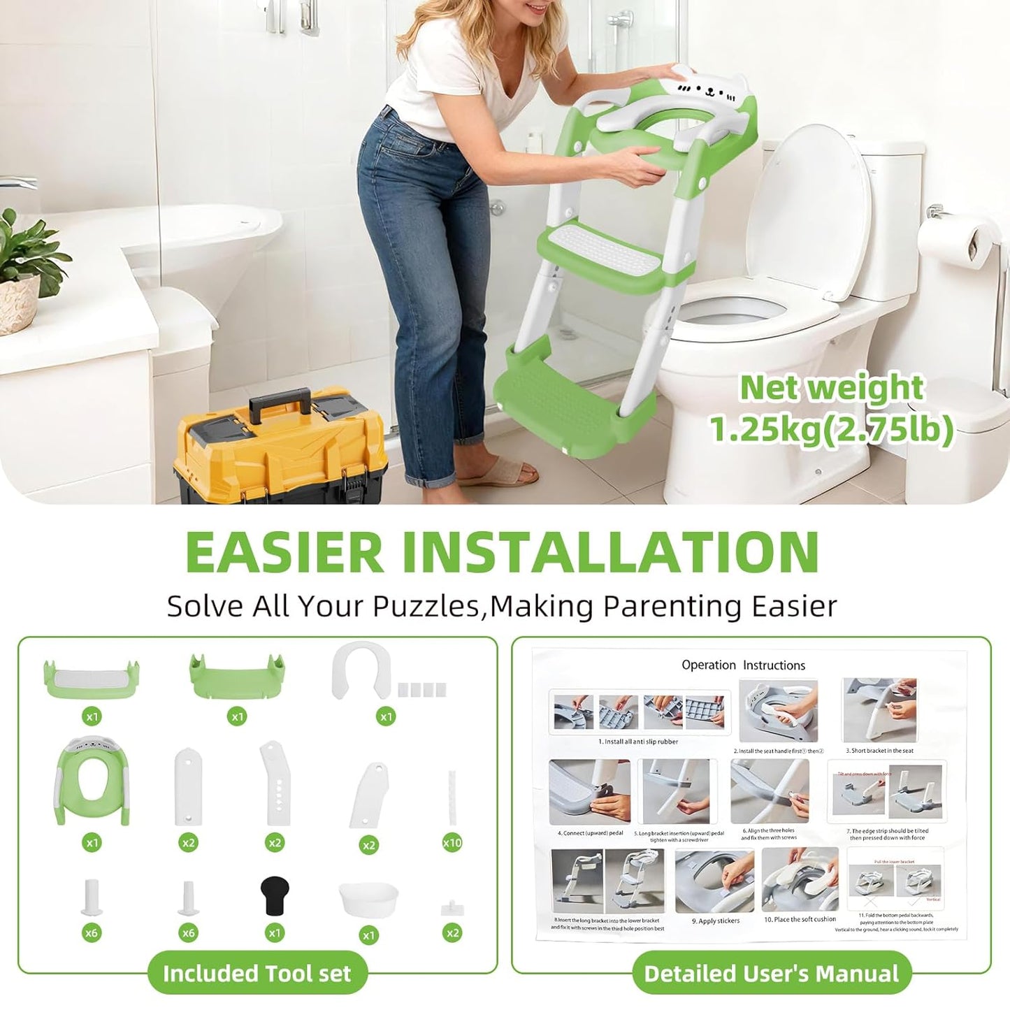 Potty Training Seat, Upgrade Toddler Toilet Seat for Kids Boys Girls, 3 in 1 Potty Training Toilet with Step Stool Ladder-Non Slip Foldable (Purple+Pink)