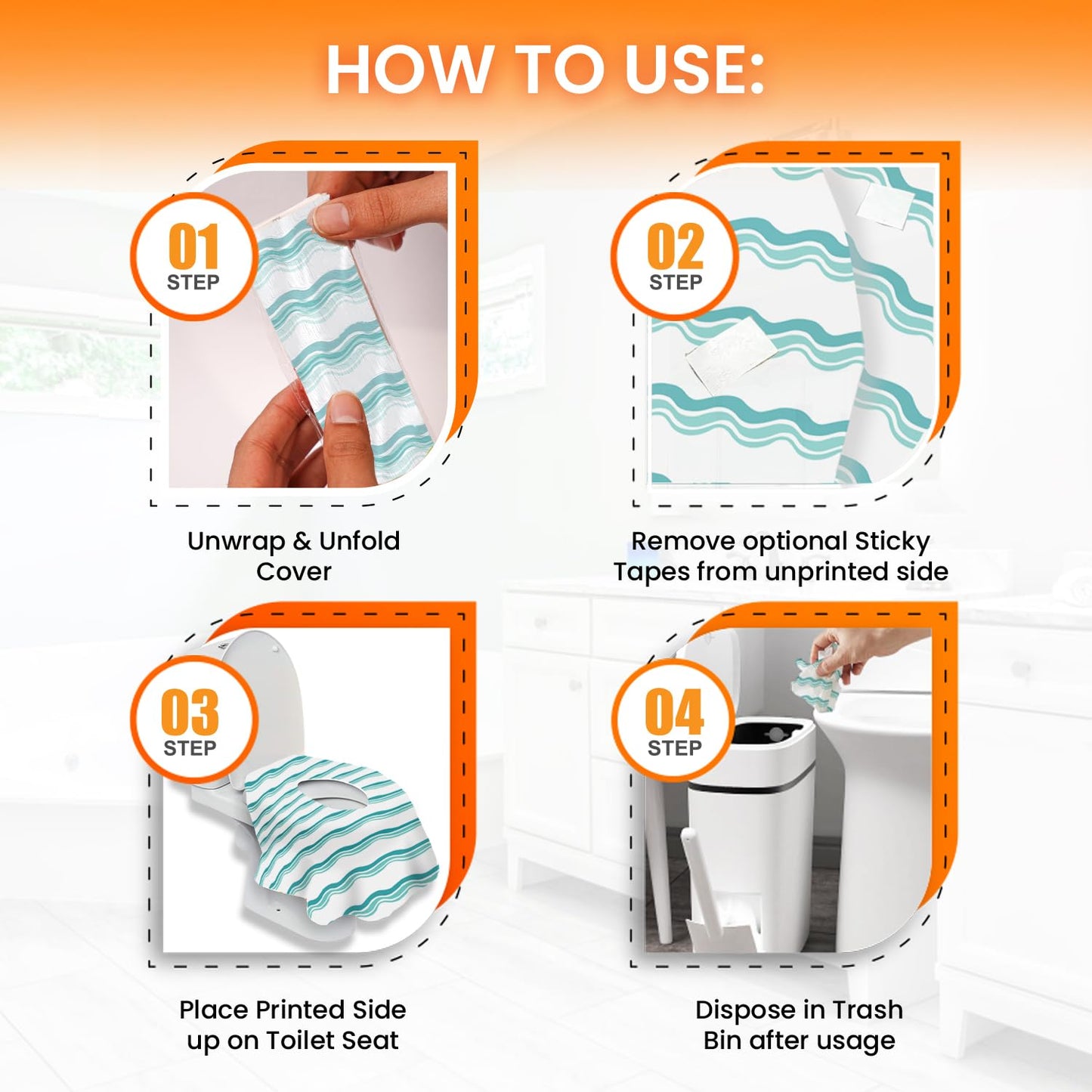 20 Extra Large Toilet Seat Covers Disposable for Kids & Adults-Toilet Covers Disposable for travel-Toddler Toilet Seat Cover Liners for Potty Training-Individually Wrapped-Waterproof (Bees)