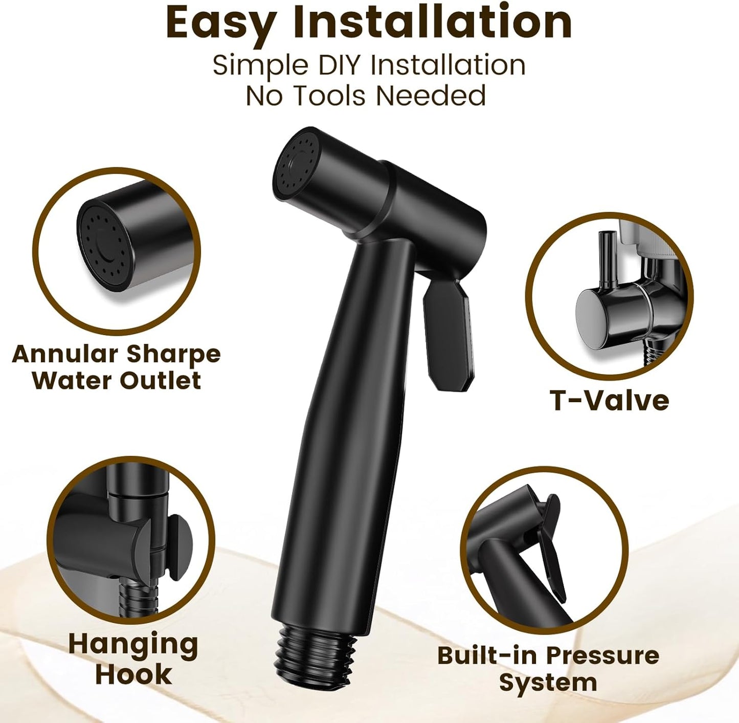 Handheld Bidet Sprayer for Toilet - Adjustable Pressure Stainless Steel Jet Sprayer for Cloth Diaper Cleaning, Feminine Wash & Baby Care, Muslim Shower Hose Kit KPGFWY (Gunmetal Gray)