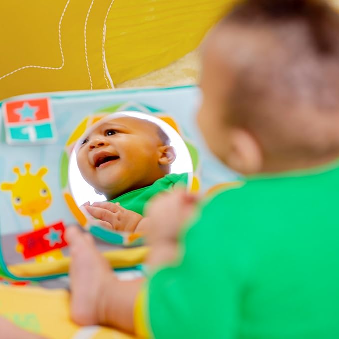 Bright Starts Grip & Kick Oball Activity Gym, Soccer Theme with Easy-Grasp Baby Toys, Baby Play Gym, Kick Pad with Activated Lights & Tummy Time Pillow, Unisex, Newborn+