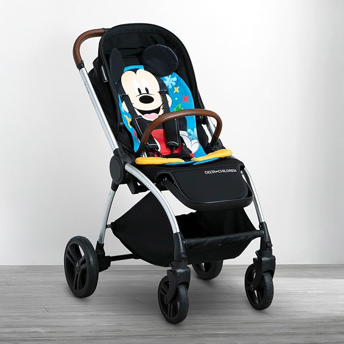 Mickey Mouse Stroller Seat Pad by Delta Children - Universal Stroller Seat Cushion/Liner for Infants and Toddlers - Machine Washable, Blue