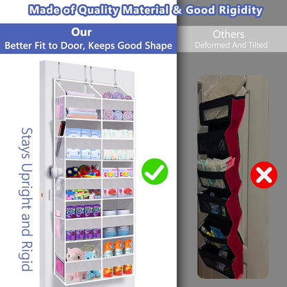 Heavy Duty Over The Door Organizer 5 Tiers, Extra Large Behind Door Storage of 10 Big Front & 10 Mesh Pockets, 80lb Weight Capacity, Hanging Doors Storage Organizer for Closet Bedroom Nursery, Grey