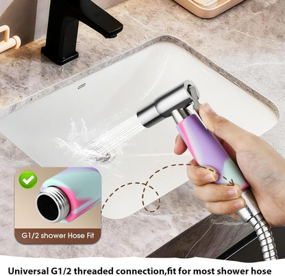 Handheld Bidet Sprayer Head,Stainless Steel Muslim Shower Head for Toilet,Adjustable Pressure Jet Sprayer for Feminine Hygiene and Pet Bath Bathroom Cloth Diaper Cleaning (Multicolor)