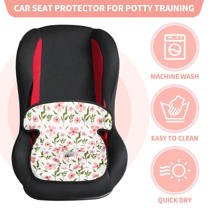 HunnmingRe 2 Pack Floral Car Seat Protector for Potty Training Waterproof Piddle Pad Cover from Spillages Nappy Leaks Toilet Training Anti Slip Backing Strollers Carseat Liner for Toddlers Babies