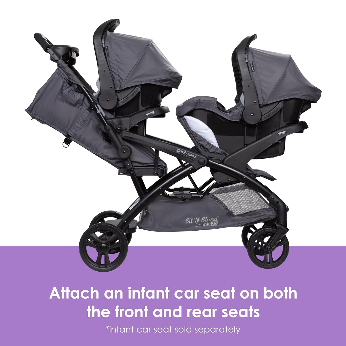 Baby Trend Sit N' Stand® Double 2.0 Stroller, Dash Black