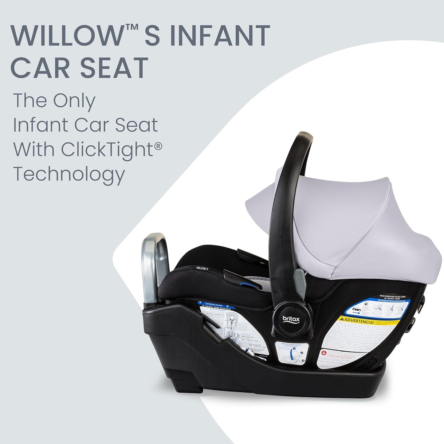 Britax Willow SC Infant Car Seat, Rear Facing Car Seat with Alpine Base, ClickTight Technology, RightSize System, Pindot Stone