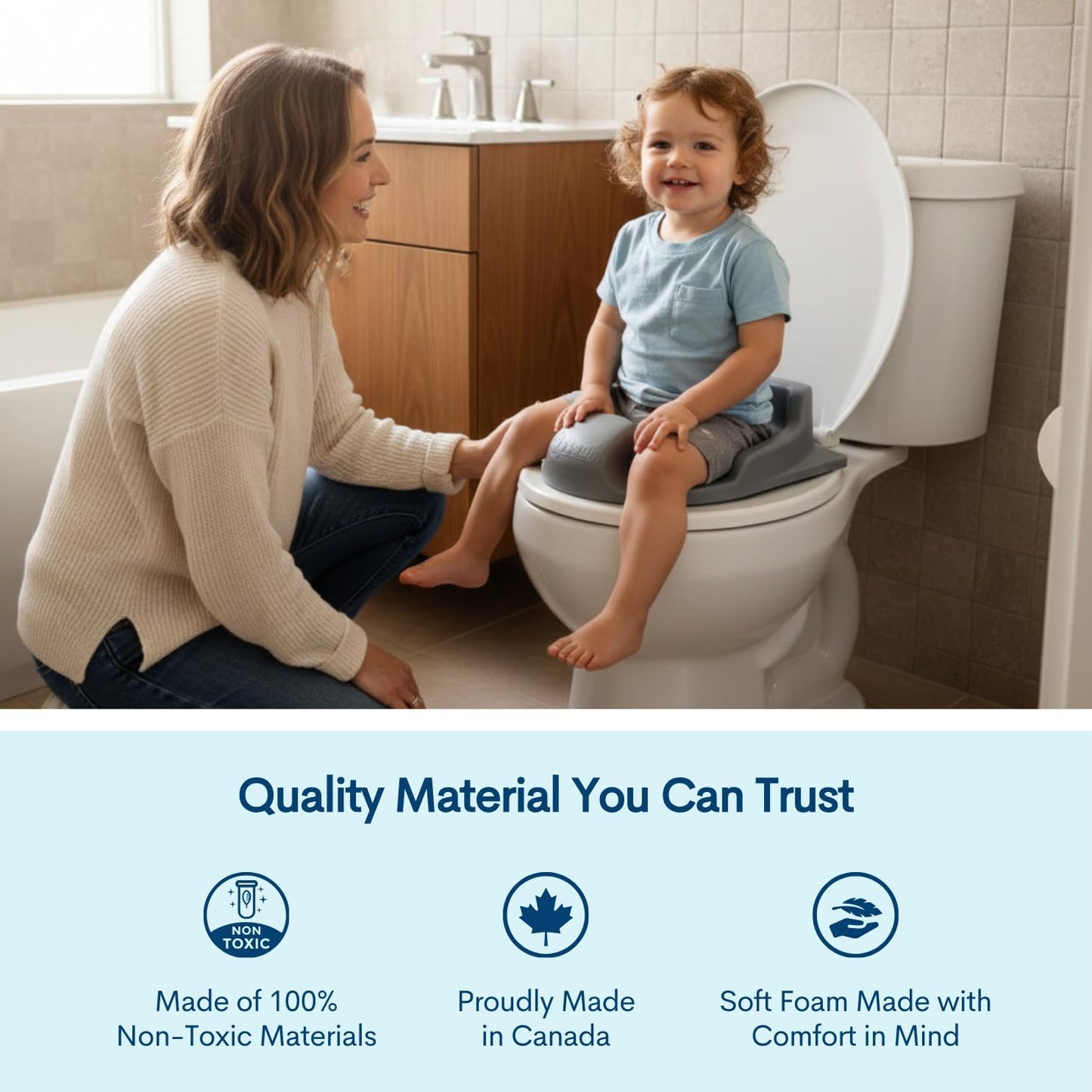 Upseat Soft-Sit Potty Training Seat for Toddlers – Soft Squishy Foam Toddler Toilet Seat with Backrest, Splash Guard & Anti-Slip Base, Non-Toxic Kids Potty Seat, Made in Canada