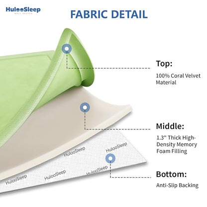Huloo Sleep Baby Play Mat for Floor,1.3"Thick Elasti-Foam 50x50 Playpen Mat for Toddlers Infant kids,Water-Repellent Soft Velvet for Tummy Time,Non-Slip Backing for Crawling,Tatami Style(Light Green)