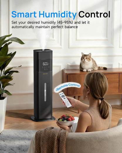 Warm & Cool Mist Humidifiers for Bedroom, Top-Fill Humidifier Large Room with Essential Oil Diffuser, Large Room Humidifiers for Home Baby Nursery Office Plants, White