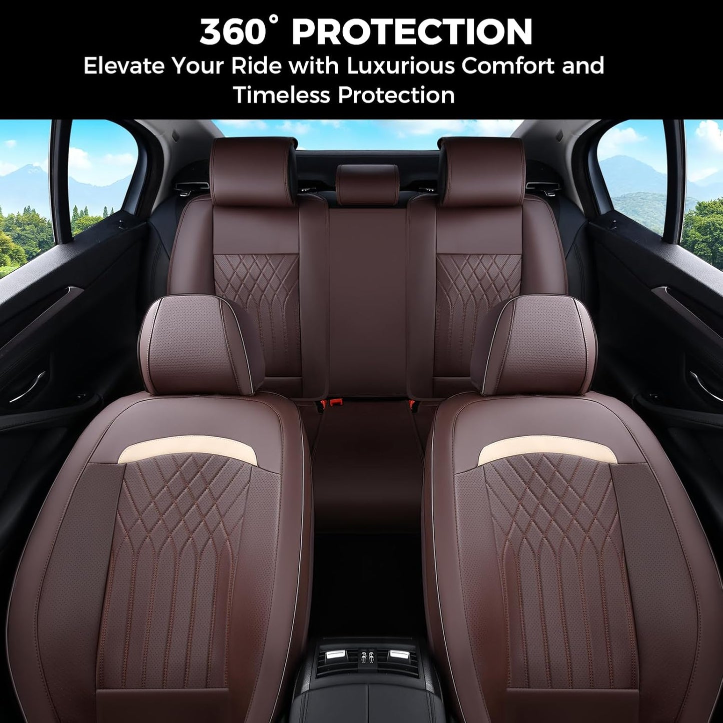 FLORICH Car Seat Covers Front Seat, Leather Seat Covers for Cars, Car Seat Protector Waterproof, Universal Automotive Seat Covers, Front Car Seat Cover Fit for Most Sedans SUV Pick-up Truck