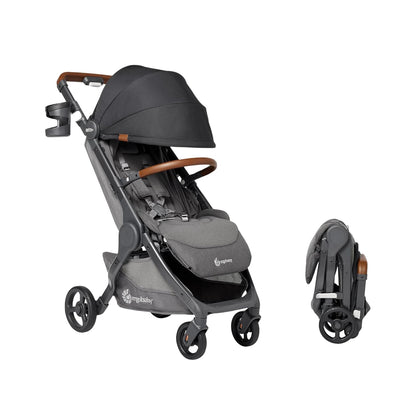 Ergobaby Metro+ Deluxe Compact Baby Stroller, Lightweight Umbrella Stroller Folds Down for Overhead Airplane Storage (Carries up to 50 lbs), Car Seat Compatible, London Grey