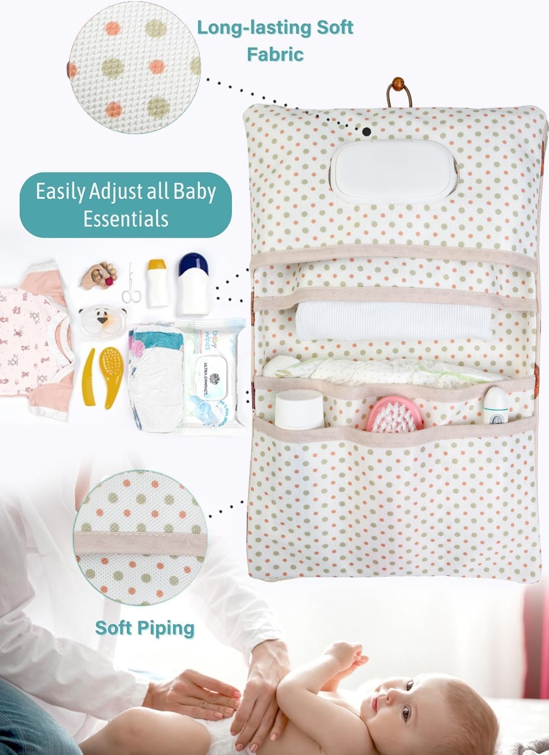 HAMUR Baby Diaper Bag Organizer – Travel-Friendly, Compact & Foldable | Stroller Pouch for Newborn Essentials – Must-Have for Boys & Girls (Leaves)