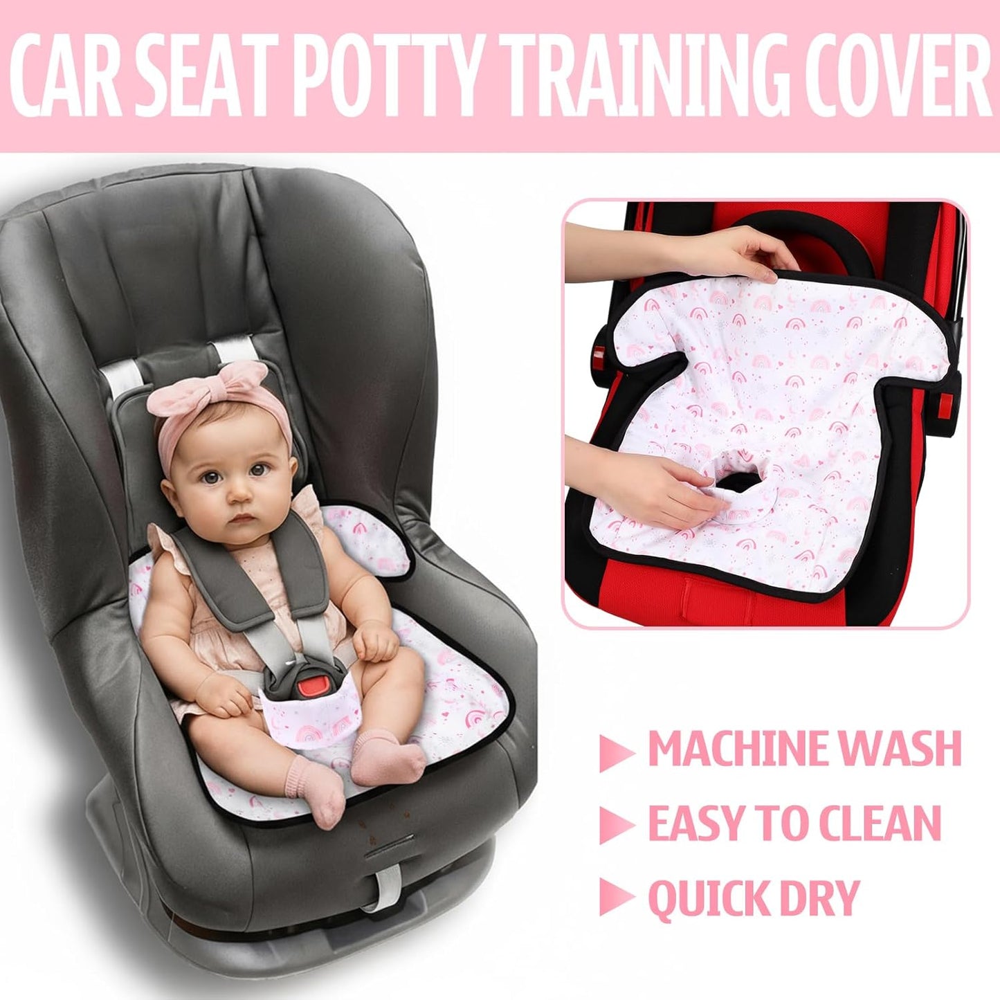 HunnmingRe 2 Pack Floral Car Seat Protector for Potty Training Waterproof Piddle Pad Cover from Spillages Nappy Leaks Toilet Training Anti Slip Backing Strollers Carseat Liner for Toddlers Babies