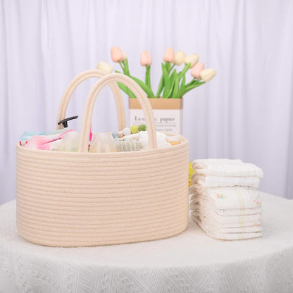 COMSE Baby Diaper Caddy Organizer, Car Caddy, Diaper Change Organizer, Gift Baskets Empty, Portable Tote Bag with Divider, Baby Shower Gifts Newborn Essentials Registry Must Have, Light pink