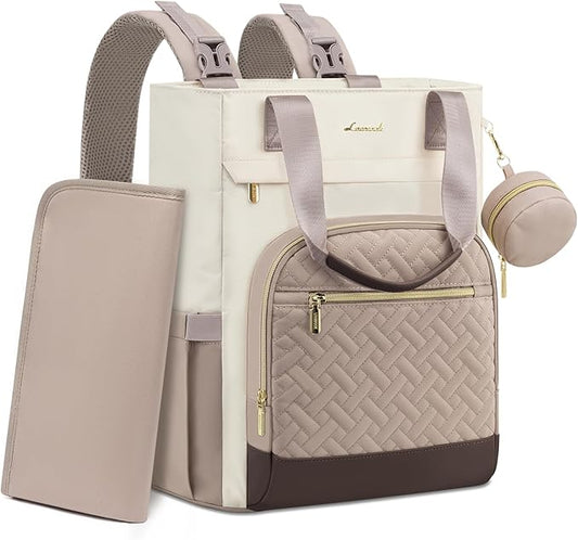 LOVEVOOK Diaper Bag Backpack, Large Capacity Portable Baby Bag with Foldable Diaper Changing Pad, Waterproof Baby Diaper Bags Gift for Mon Dad, Dark Coffee