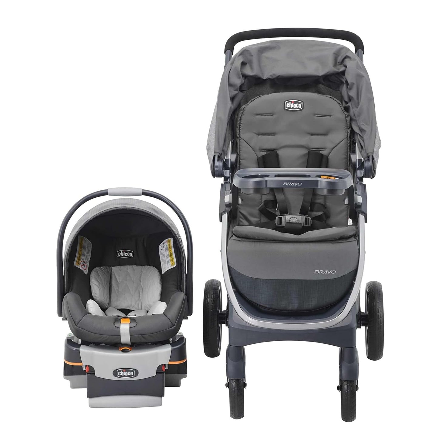 Chicco Bravo LE ClearTex Full-Size Stroller for Babies and Toddlers, UPF-Rated Canopy, GREENGUARD Gold Certified, Lightweight, One-Hand Compact Fold, Pewter/Grey
