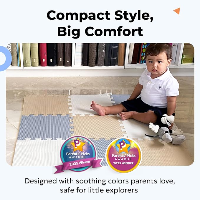 MioTetto Baby Play Mat, Comfortable Playtime Mat – Portable Foam Floor Tiles, Safe Baby mat for Floor for Crawling & Development, Soft Play mat for Babies, Stylish Interlocking Foam Tiles