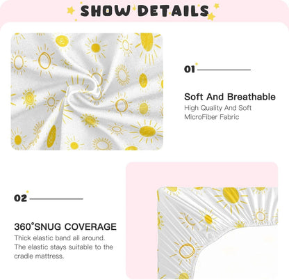 Fitted Crib Sheets Cactus and Floral Stretchy Portable Playard Sheets for Baby Toddler, Breathable Soft Mini Crib Mattress 52 x 28 in for Boys and Girls