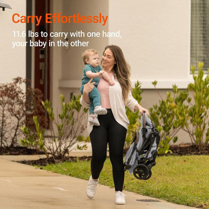 MAMAZING Ultra Air Lightweight Baby Travel Stroller with Carbon Fiber Frame, Compact & Airplane-Friendly, One-Handed Fold, 11.6 lbs, Perfect for Toddlers, Grey