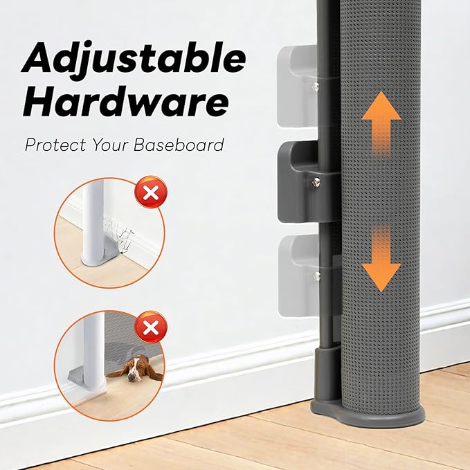 Retractable Baby Gates for Doorways, Mesh Dog Gate for Stairs, Pet Gate Indoor, Extends to 55" Wide 33" Tall, Safety Toddlers Gates for Hallways, Indoor & Outdoor Use, Gray