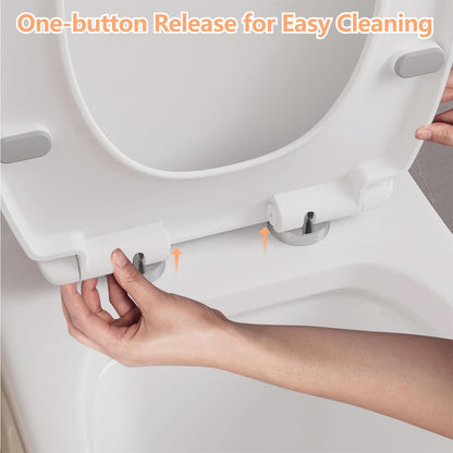 Toilet Seat with Toddler Seat Elongated, PP Material Family Toilet Seat Cover, Soft Close Adult & Toddler Seats, Easy to Clean, Safe Potty Training Solution for Kids, Bathroom Upgrade for Home