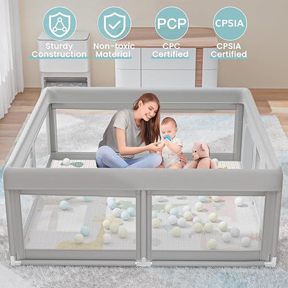 Hiaksedt Baby Playpen with Mat and Ocean Balls Small Playpen for Babies and Toddlers 50 x 50 inch Baby Fence Playards