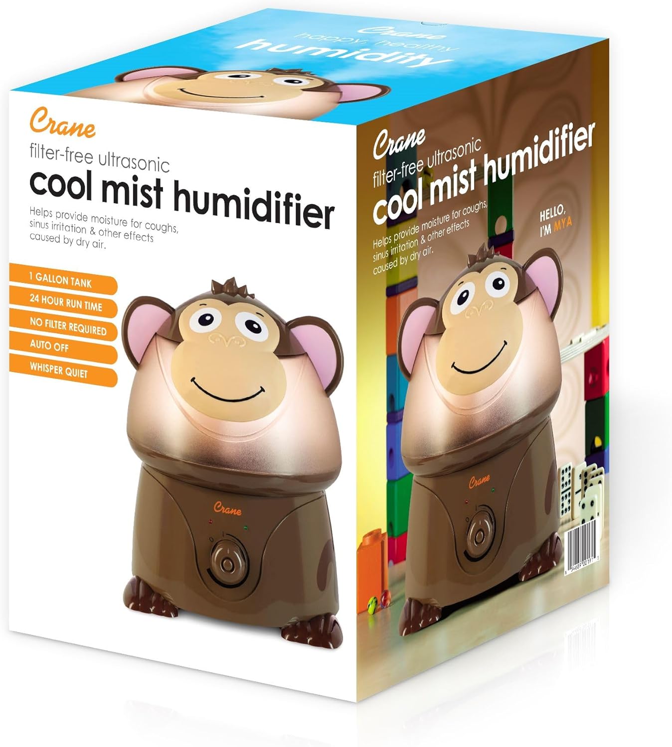 Crane Cute Animal Humidifier for Kids Bedroom and Nursery, Ultrasonic Cool Mist, 1 Gallon, Auto Shut Off, Cool Mist Humidifier