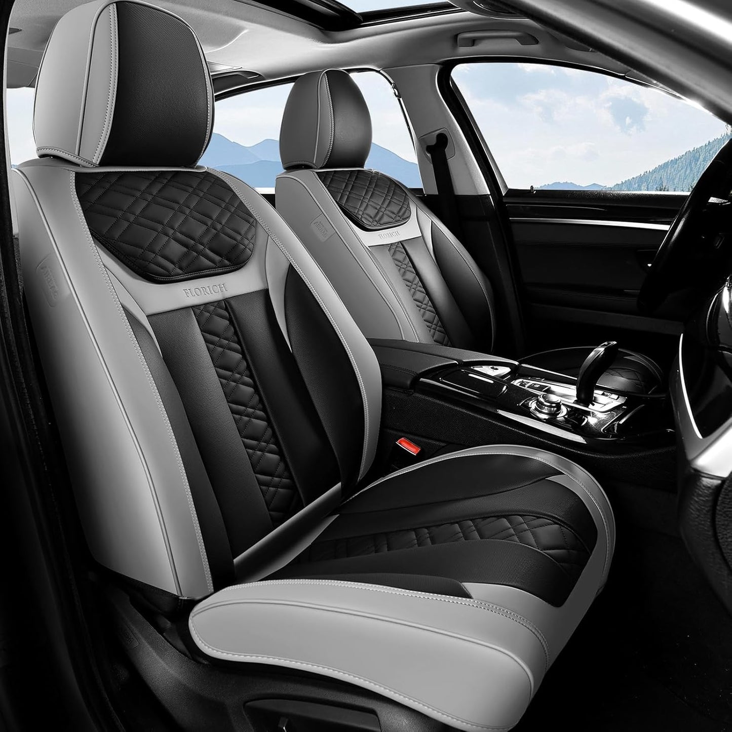 FLORICH Car Seat Covers Full Set, Automotive Seat Covers, Black Car Seat Cover, Waterproof Seat Protectors Universal fit for Car Truck Van SUV - Black
