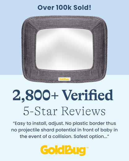 GoldBug Soft Sided Rear & Forward Facing Safety Mirror for Baby & Toddler - Shatter Resistant - Jumbo Baby Car Mirror