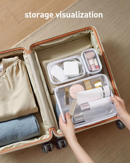CoiiJoii 3PCS Large Clear Hard Shell Zippered Case, Diaper Bag Organizing Pouches, Waterproof Cosmetic Bag, Kid's Toy Storage Organizer Bins, Pencil Case.