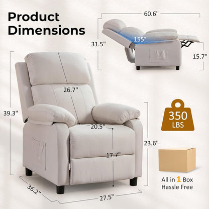 Korser Recliner Chair, 360 Swivel Rocker Chair for Adults, Small Rocking Recliner for Small Spaces, Upholstered Fabric Glider Recliner Nursery