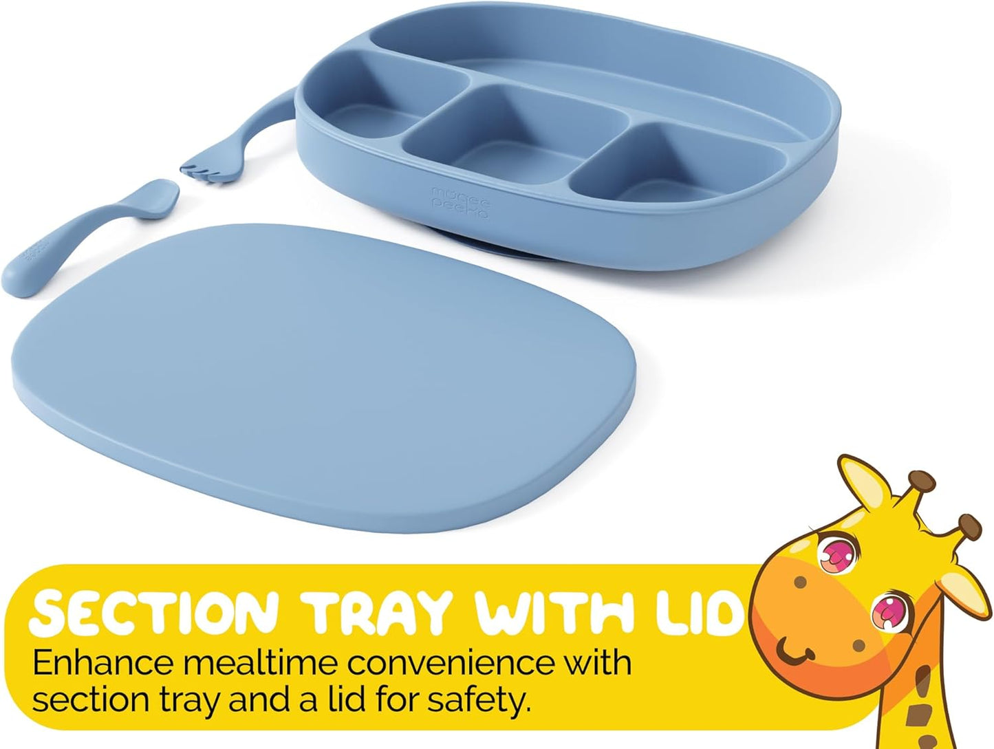 Toddler Necessities Baby Feeding Essentials Set for Baby in Green Color with Baby plates with Suction and Silicone Utensil Set - (3 Pieces)