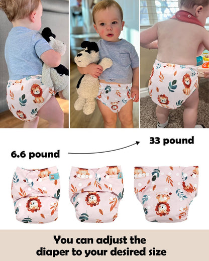 ALVABABY 6pcs Cloth Diaper Covers &1 Wet Dry Bag, Washable Reusable Cloth Nappy Shell for Prefold with Multi-Functional Bag, Flat or Fitted Diaper Inserts 6NKZ06