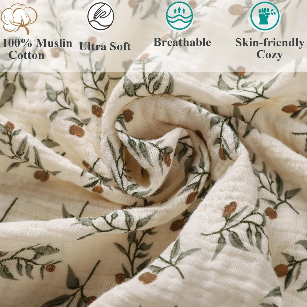 Muslin Bassinet Sheet Compatible with Mika Micky Bedside Sleeper 2 Pack Cotton Stylish Boho Fitted Bassinet Sheets Super Soft for Baby Roman Green & Botanical Leaf