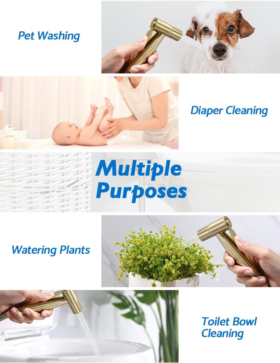 BRITULIF Handheld Bidet Sprayer for Toilet, Jet Sprayer for Toilet Muslim Shower, Adjustable Cloth Diaper Sprayer Bidets Attachment for Toilet, Toilet Bidet Sprayer with Bidet Hose for Feminine Wash