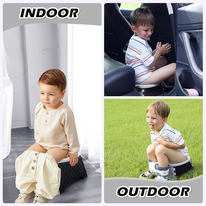 Portable Potty Chair for Toddlers with Splash-Proof Design, Foldable Travel Potty with Bag & 30 Refills - Kids Toilet for Car, Camping, Indoor - Easy Clean Baby Potty Training Seat(Red-blue)