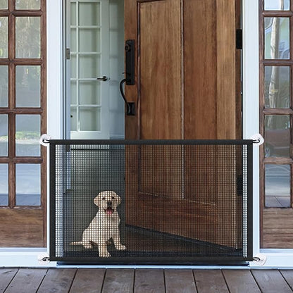 Mesh Dog Gates for Pets, Magic Pet Gate for The House, Portable Indoor Puppy Safety Fence Guard for Stairs and Doorways, Easy Install Anywhere,60" W x 30" H, 8 Hooks