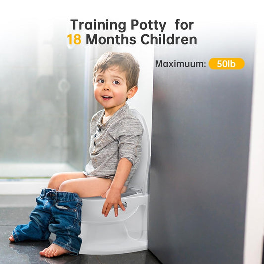 2-in-1 Toddler Potty Training Toilet, Training Potty Toilet for Baby, Realistic Flushing Sound for Boys & Girls Ages, Washable Split Potty Training with Soft Seat, with Wipes Storage, Paper Holder