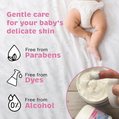Baby Diaper Rash Cream Pediatrician Formulated with 5 Ingredients for Gentle, Happy, and Rash-Free Skin Care, 8 oz