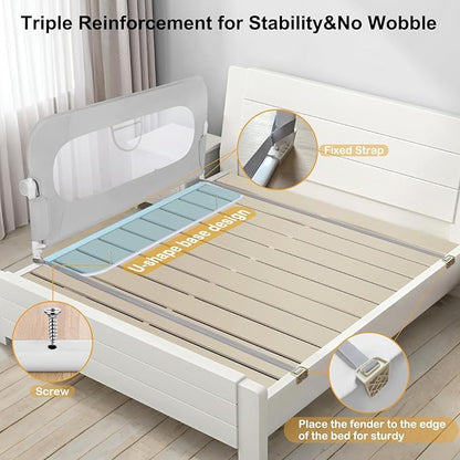 40 Inch Bed Rail for Toddlers,Swing Down Kids Bed Rails Guard for Twin,Full,Queen,Bunk Size Bed,Extra Tall Child Bed Rail Guard with Reinforced Anchor Safety System,40" L x 31" H,Grey