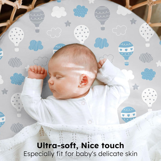 Baby Bedside Bassinet Sheets Girl, 33”x20” Compatible with Baby Delight Dream On Me & Most Rectangle Bedside Sleeper Bassinet Mattress, Super Soft Microfiber Pink Butterfly Flower