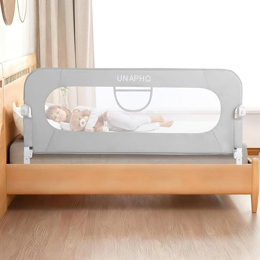 Bed Rail for Toddlers,Swing Down Kids Bed Rails Guard for Twin,Full,Queen,Bunk Size Bed,Extra Tall Child Bed Rail Guard with Reinforced Anchor Safety System,71" L x 31" H,Grey