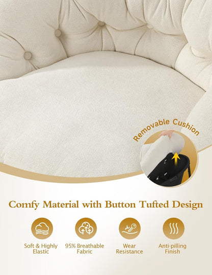 Kidirect Wide Rocking Chair Nursery, Comfy Saucer Nursery Rocking Chairs with Removable Cushion, Indoor Papasan Nursing Chair for Breastfeeding, Mecedora Para Adultos for Living Room & Bedroom (Cream)
